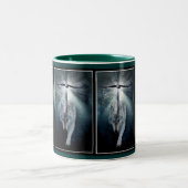 Tasse 2 Couleurs Bois Wolf & Bald Eagle Faune Art (Centre)