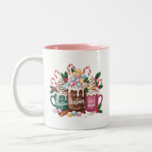Tasse 2 Couleurs Boissons de Noël Coquette Rose Café pain d'épice 
