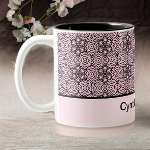 Tasse 2 Couleurs Boîte rose et noir Mandala Design graphique à de
