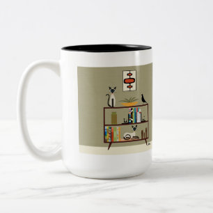 Tasse 2 Couleurs Boîtier du milieu du siècle avec chats siamois