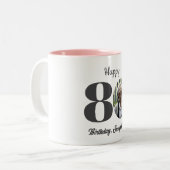 Tasse 2 Couleurs Bold 80th Birthday Photo (Devant gauche)