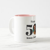 Tasse 2 Couleurs Bold Happy 50th Birthday Photo (Devant gauche)