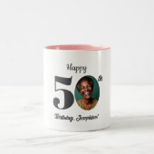 Tasse 2 Couleurs Bold Happy 50th Birthday Photo (Centre)