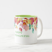 Tasse 2 Couleurs Bon thanksgiving de feuille d'automne (Devant droit)
