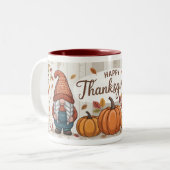 Tasse 2 Couleurs Bon thanksgiving Gnomes et Citrouilles Automne aut (Devant gauche)