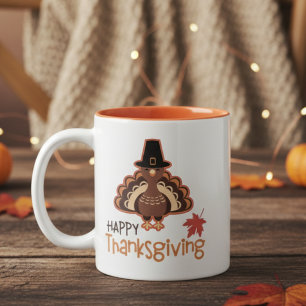 Tasse 2 Couleurs Bon thanksgiving Pèlerin mignon Turquie