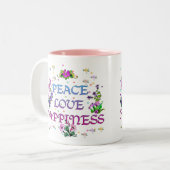 Tasse 2 Couleurs Bonheur d'amour de paix (Devant gauche)