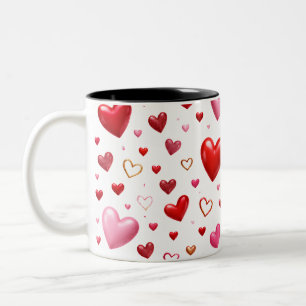 Tasse 2 Couleurs Bonheur du cœur - design de cœur romantique
