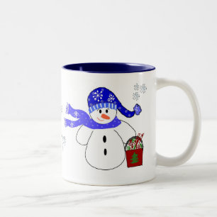 Tasse 2 Couleurs Bonhomme de neige de vacances avec bonbons