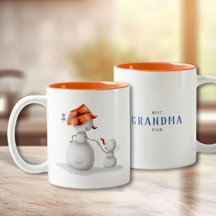 Tasse 2 Couleurs Bonhomme de neige d'hiver Meilleure grand-mère que