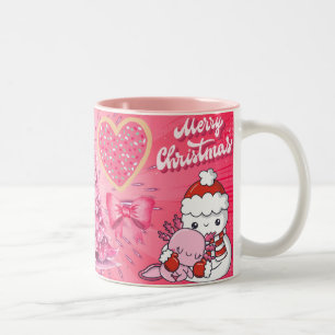 Tasse 2 Couleurs bonhomme de neige rose, joyeux noel