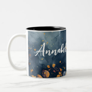 Tasse 2 Couleurs Bonjour automne avec des fleurs et nom
