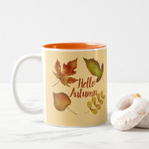 Bonjour Automne feuille doré texte personnalisé