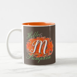 Tasse 2 Couleurs Bonjour Citrouille Monogramed Citrouille Deux Tons