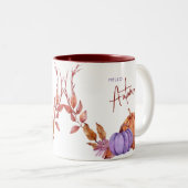 Tasse 2 Couleurs Bonjour Citrouilles d'aquarelle d'automne (Devant droit)