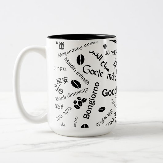 Tasse 2 Couleurs Bonjour dans toutes les langues du monde (Gauche)