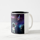 Tasse 2 Couleurs Bonjour de l'espace. (Devant droit)