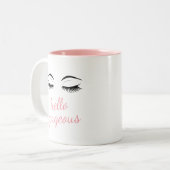 Tasse 2 Couleurs Bonjour, Jolie Eyelashes (Devant gauche)