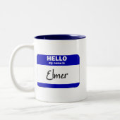 Tasse 2 Couleurs Bonjour mon nom est Elmer (bleu) (Gauche)
