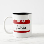 Tasse 2 Couleurs Bonjour mon nom est Linda (rouge) (Gauche)