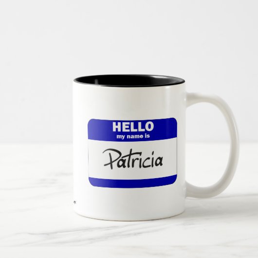 Tasse 2 Couleurs Bonjour mon nom est Patricia (bleue) (Droit)