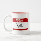 Tasse 2 Couleurs Bonjour mon nom est Reilly (rouge) (Gauche)