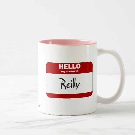 Tasse 2 Couleurs Bonjour mon nom est Reilly (rouge) (Droit)