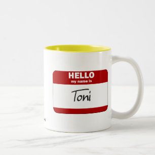 Tasse 2 Couleurs Bonjour mon nom est Toni (rouge)