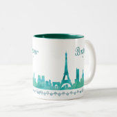 Tasse 2 Couleurs Bonjour Paris Aquarelle Silhouette (Devant droit)