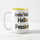 Tasse 2 Couleurs Bonjour pension de retraite (Gauche)