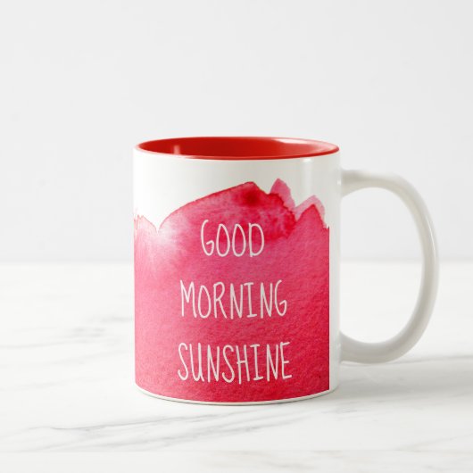 Tasse 2 Couleurs Bonjour soleil café citation rouge (Droit)