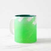 Tasse 2 Couleurs Bonjour soleil café citation verte (Devant gauche)