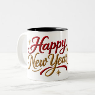 Tasse 2 Couleurs Bonne Année Brodé