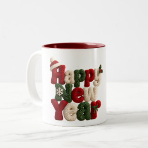 Tasse 2 Couleurs Bonne Année Laine Tricotée