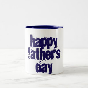 Tasse 2 Couleurs Bonne Fête des pères Drôle Typographie Bleu Blanc 