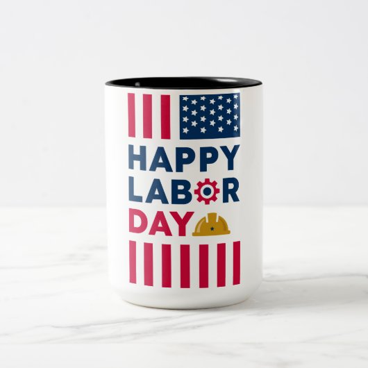 Tasse 2 Couleurs Bonne Fête du Travail, États-Unis (Centre)