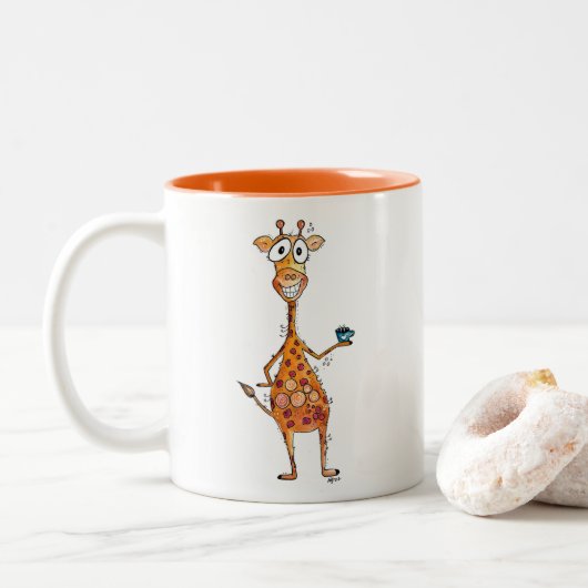 Tasse 2 Couleurs Bonne Giraffe Whimsical Boire Café (Avec donut)