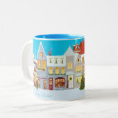 Tasse 2 Couleurs Bonne ville de Noël & Snowman (Devant gauche)