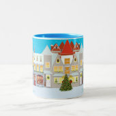 Tasse 2 Couleurs Bonne ville de Noël & Snowman (Centre)
