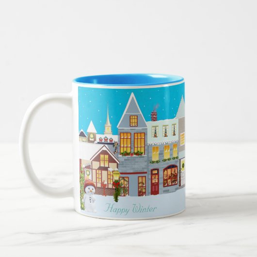 Tasse 2 Couleurs Bonne ville de Noël & Snowman (Gauche)