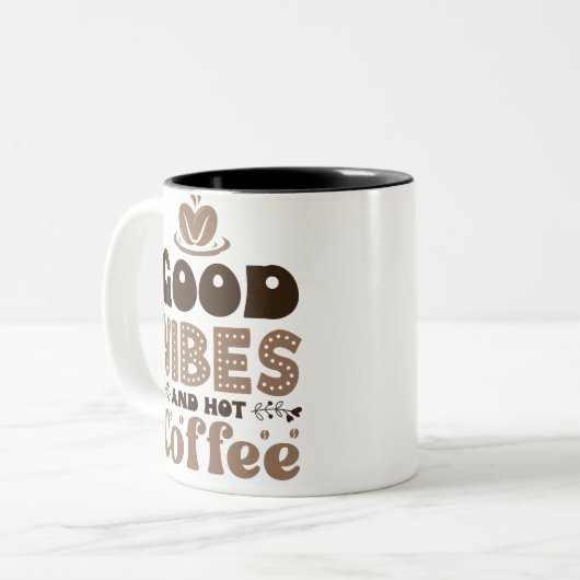 Tasse 2 Couleurs Bonnes vibes et café chaud (Devant gauche)