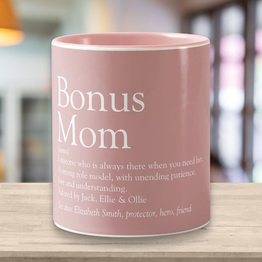 Tasse 2 Couleurs Bonus Mom Définition Citation Dusty Rose rose