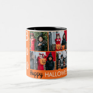 Tasse 2 Couleurs Boo citrouille jack-o-lanterne Halloween Collage p