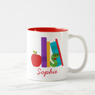 Tasse 2 Couleurs Bookworm livre amant nom de fille