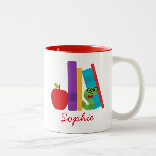 Tasse 2 Couleurs Bookworm livre amant nom de fille (Droit)