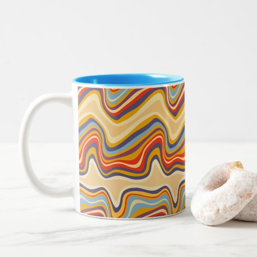 Tasse 2 Couleurs bord de mer rétro (Avec donut)