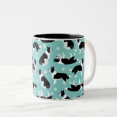 Tasse 2 Couleurs Bordure Collie et Empreinte de patte (Devant droit)