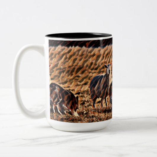 Tasse 2 Couleurs Bordure Collie Herding Sheep "Holding a Single" (Gauche)