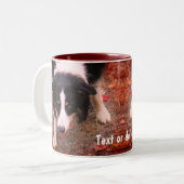 Tasse 2 Couleurs Bordure Collie Stare Personnalisé (Devant gauche)