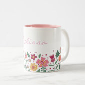 Tasse 2 Couleurs Bordure des fleurs de printemps (Devant droit)